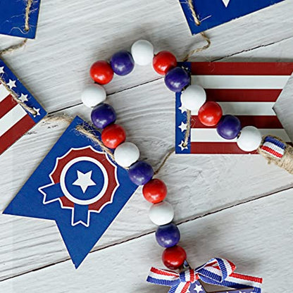 9PCS 4th of July Tiered Tray Decor, Red White and Blue Decorations Patriotic Gnome, Memorial Labour Day Wood Signs, 250th Anniversary Farmhouse Rustic Patriotic Decorations for Home - style: Patriotic