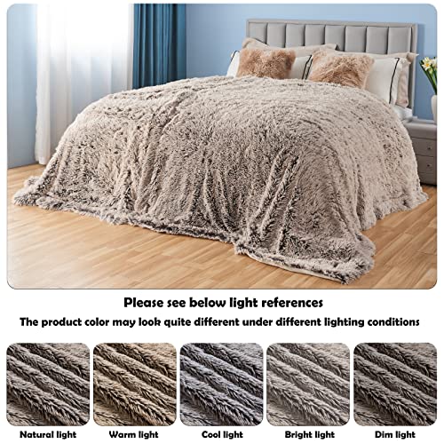 GONAAP Fuzzy Faux Fur Twin Blanket for Couch, Frosty Brown, 60"x80" - color: Frosty Brown, size: Twin(60"x80")