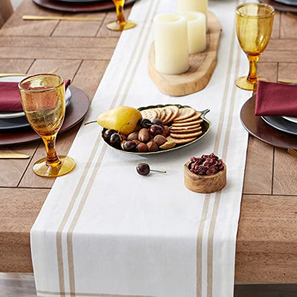 DII French Stripe Dining Table Collection Farmhouse Style Table Runner, 14x72 Inches, White Chambray - color: White Chambray, size: 14x72 Inches (Pack of 1)