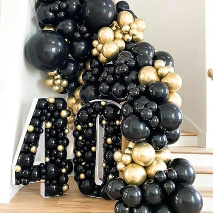 PartyWoo Black and Gold Balloons 66pcs 12 Inch Black Chrome Gold Balloons - color: Black, Gold