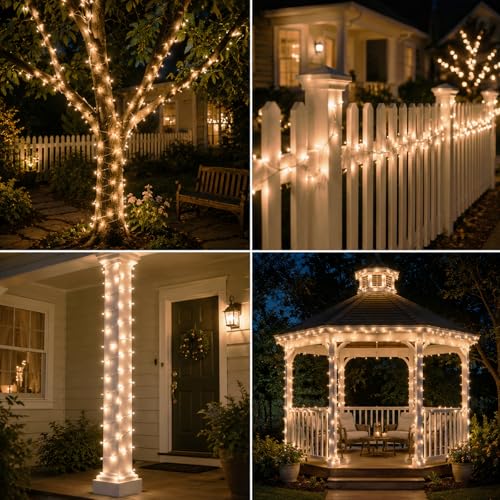 Vigdur White String Lights, 2 Packs 21FT Outdoor Christmas Lights 100 Bulbs - color: White