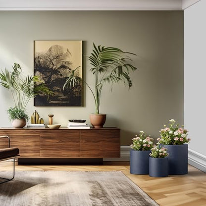 Kante Set of 3 Charcoal Concrete Cylinder Round Planters for Modern Home - color: Charcoal, size: 9.8",12.6",15.7" Dia