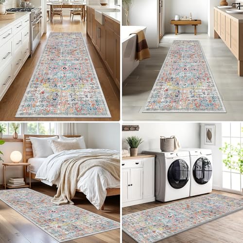 Pauwer Hallway Runner Rug 2x6, Washable Non Slip Kitchen Runner, Grey Multi - color: Grey Multi, size: 2' x 6' (Runner)