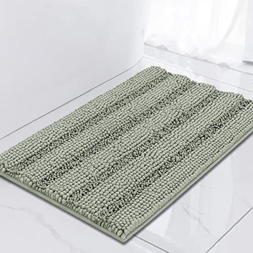 Turquoize Small Bathroom Rug 17x24, Soft Absorbent Chenille Bath Rug, Sage - color: Sage, size: 17" x 24"