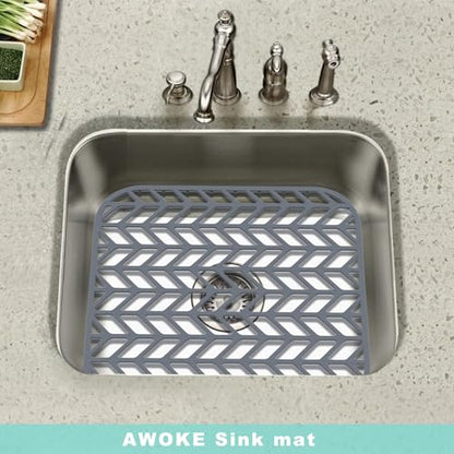 AWOKE Sink Protectors for Kitchen Sink - 12.25" x 11.5" Sink Mat - size: 12.25 x 11.5