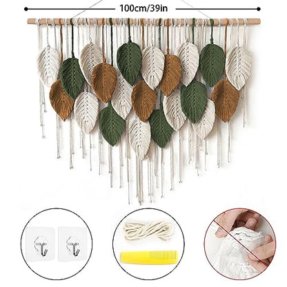 Large Macrame Wall Hanging Boho Woven Tapestry Chic Home Decor Wall Art - color: 39"W x 29.5"L