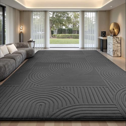Sour Lemon Area Rugs 9x12 Living Room Bedroom, Grey Rug Large Carpet - color: Dark Grey, size: 9' x 12' (Rectangular)