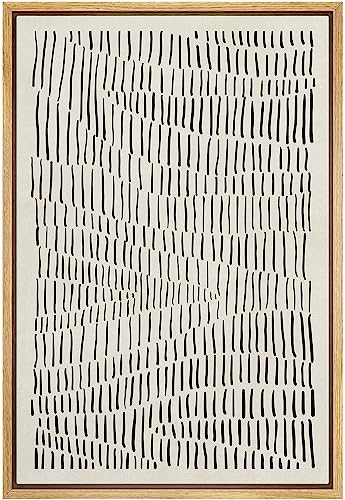 IDEA4WALL Framed Canvas Print Wall Art Black & White Retro Vintage Line Art Pattern Abstract Shapes Illustrations Modern Art Decorative Minimalist Relax/Cozy Multicolor for Bedroom - 24"x36" Natural - color: A10-2306-irs15, size: 36"L x 24"W