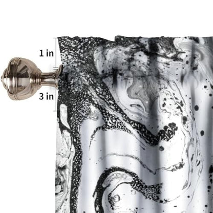 Black White Marble Valance, Abstract White Gray Modern Rod Pocket Blackout Short Window Valance Curtain Treatment for Home Kitchen Living Room Bedroom Cafe, 54x18inch - color: Marble-4