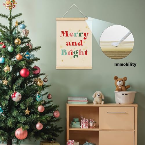ETYZE Christmas Retro Wall Art Decor, Holiday Merry and Bright Decor