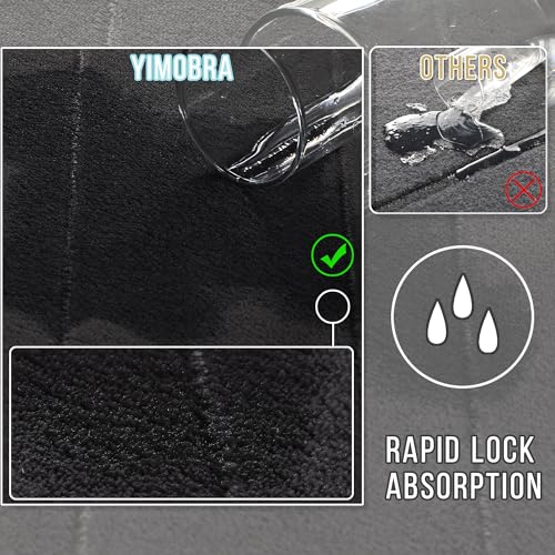 Yimobra Memory Foam Bathroom Mat Set, 24 x 17 & 24 x 20 in, Black - color: Black, size: 24x17+24x20 Inch