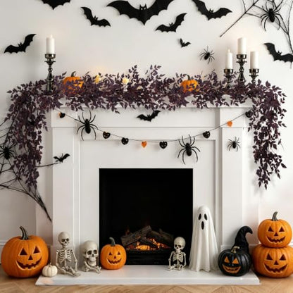 2 Pack 6 Ft Fall Garlands, Plum Cimicifuga Seeded Halloween Decor - size: 6 Ft