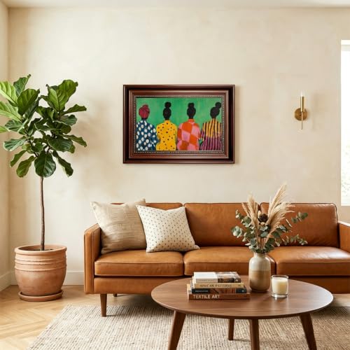 Dark Brown Framed African American Women Canvas Wall Art 9x11 in - color: Colorful Women, size: 11"L x 9"W
