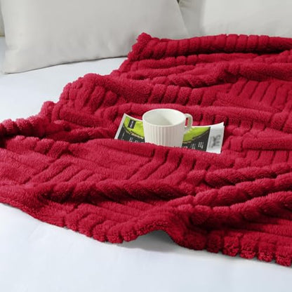 Whale Flotilla Lightweight Fleece Queen Size Blanket for Bed, Red - color: Red, size: Queen(90x90 Inch)