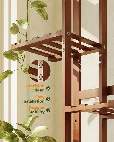 Bamworld Bamboo Plant Stand Indoor 6 Tiered Plant Shelf, Tea Brown 48 Inch - color: Tea Brown 6Tiered