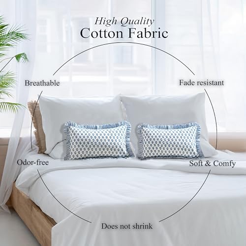 CPC Apatite Blue Block Print Ruffle Sham Pillow Cover 12x20 Inch, Pack of 1 - color: Apatite Blue, size: 20" x 12" (Pack of 1)