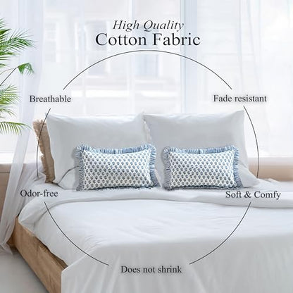 CPC Apatite Blue Block Print Ruffle Sham Pillow Cover 12x20 Inch, Pack of 1 - color: Apatite Blue, size: 20" x 12" (Pack of 1)