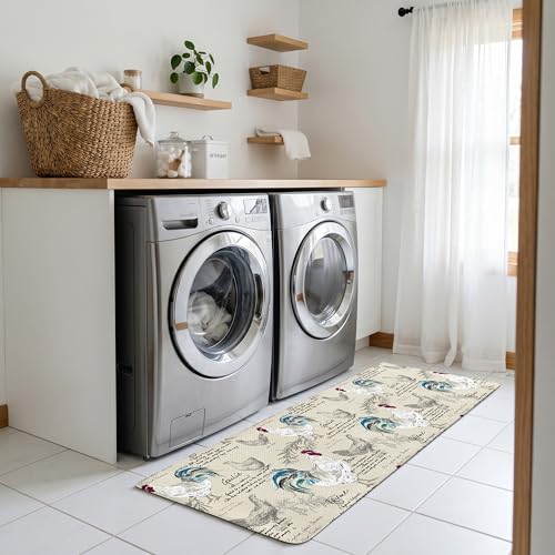 Kitchen Rugs for Floor 2 Pcs Memory Foam Padded Anti Fatigue Kitchen Mat - color: Rooster