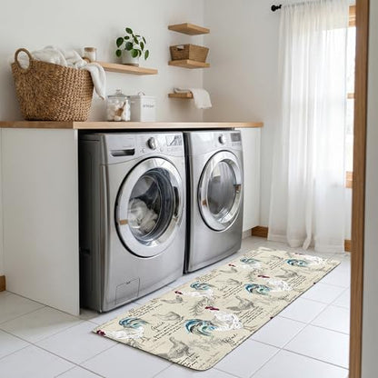 Kitchen Rugs for Floor 2 Pcs Memory Foam Padded Anti Fatigue Kitchen Mat - color: Rooster