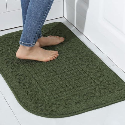 COSY HOMEER 32x20 Half Round Kitchen Rug,Non Slip Washable Mat,Green 1PC - color: Green, size: 1'8" x 2'8" (Semicircular)