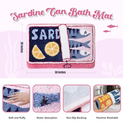 TRUEDAYS Sardine Bath Mat, Cute Bath Mat for Bathroom 20x30 Inch, Pink - color: Pink, size: 20x30 inches (Rectangular)