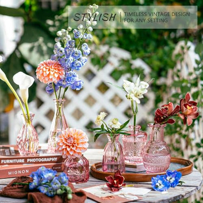 SUPMIND 16Pcs Pink Glass Bud Vases in Bulk for Wedding Table Centerpieces - color: Pink