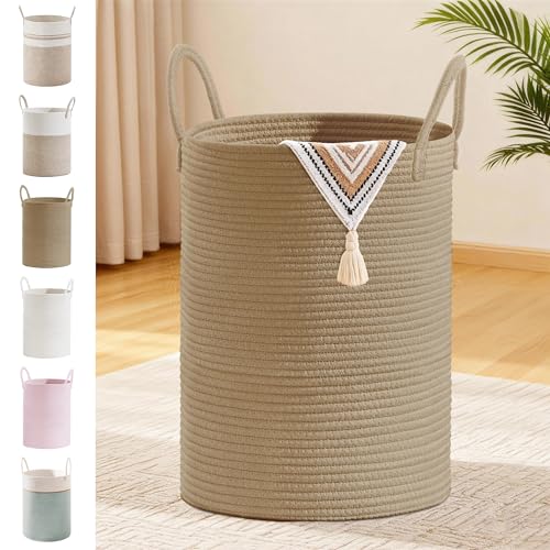 72L Large Tall Cotton Rope Laundry Basket with Handles, Jute - color: Jute, size: 72L