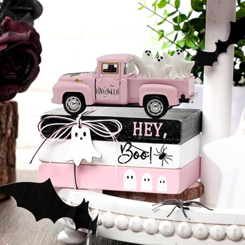 Pink Halloween Ghost Truck Decor with Spooky Cute Ghost Figurines - color: Halloween-pink