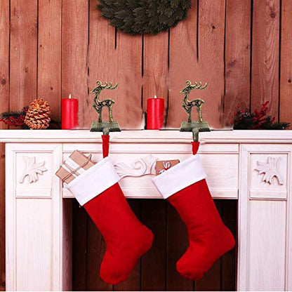 4 Pieces Reindeer Christmas Stocking Holder Christmas Hooks Skid Mantel Hooks Hanger for Fireplace Free Standing Christmas Decorations