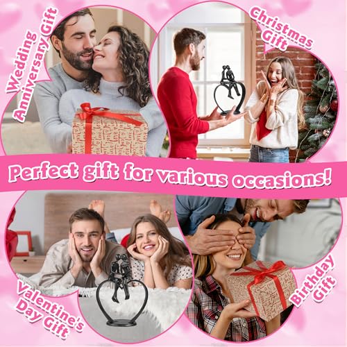 Kresecioo Gifts for Wife, Kissing Couple & Loving Heart Statue Cast Iron Sculpture Decor, Wedding Anniversary Birthday Gifts for Wife Women Girlfriend Her, Wedding Anniversary for Couples - color: Classic Black, size: Heart Couple