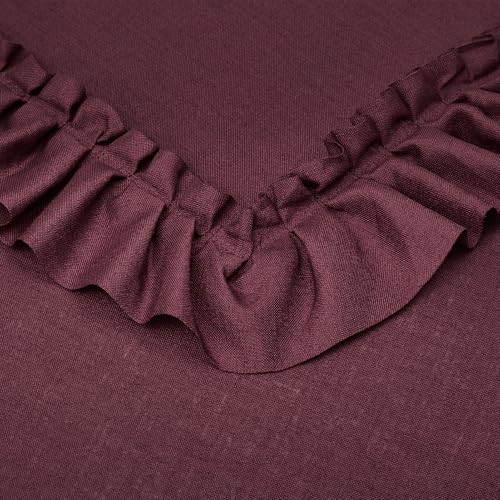 Burgundy Linen Curtains for Bedroom Boho Farmhouse 47 x 72 Inch, 2 Panels - color: Burgundy, size: 47"W x 72"L (Pack of 2)