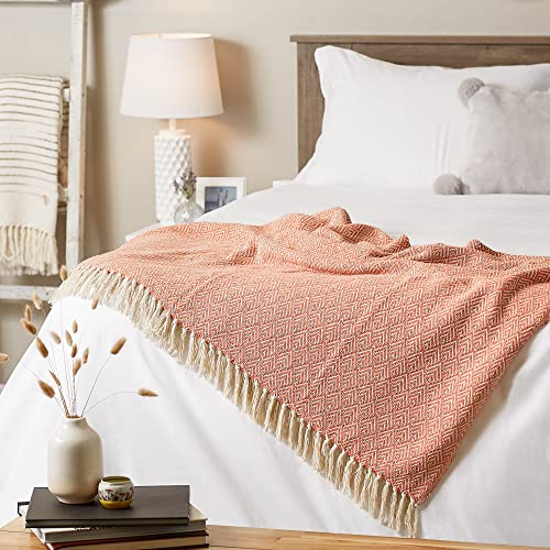 DII Diamond Throw Collection Cotton Woven, 50x60, Spice - color: Spice, size: 50x60"