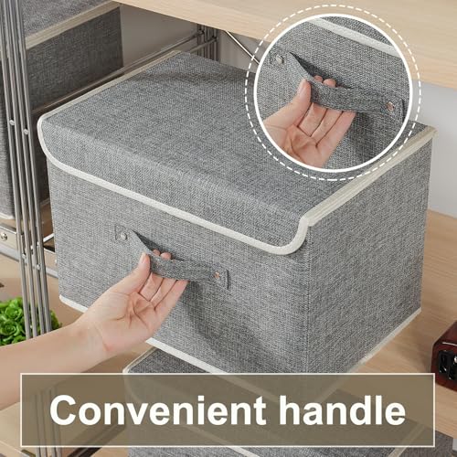 Foldable Fabric Storage Cubes with Lids,Grey 15x9.8x9.8in,1 Pack - color: Grey, size: 15x9.8x9.8in(1-pack)