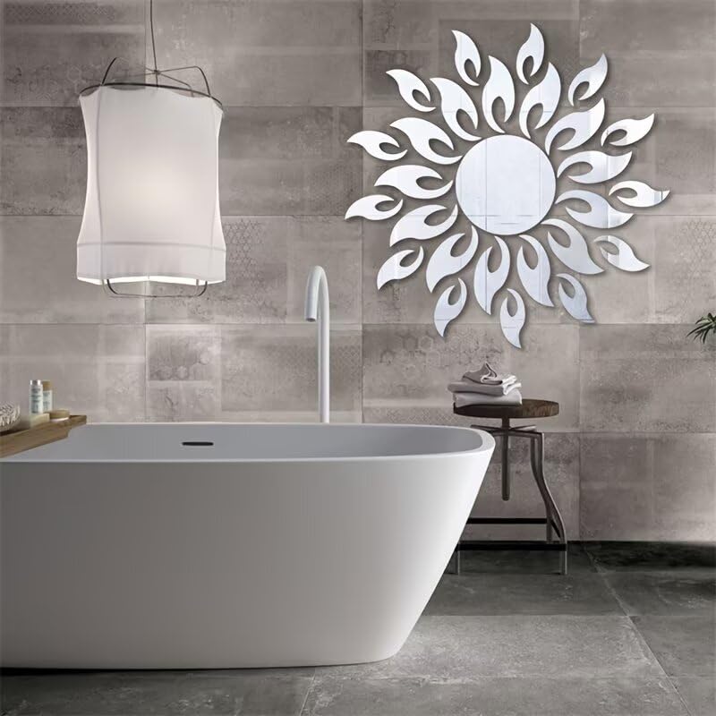 27PCS Sunflower Acrylic Mirror Wall Stickers, Mirror Wall Decals for Living Room Bedroom TV Background, Modern Home Decor Gift for Housewarming