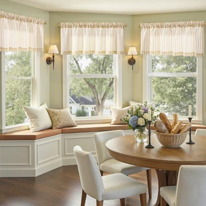 jinchan Linen Boxter Stripe Valances for Window 50 x 16 inch,Yellow,1 Panel - color: Boxter Stripe | Mustard Yellow on Linen, size: 50"W x 16"L (Pack of 1)