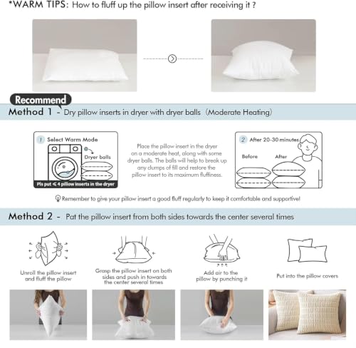MIULEE Set of 2 Throw Pillow Inserts 18x18 Inches with 100% Virgin Filling - size: 18x18