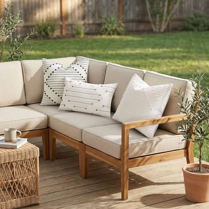 Mecatny Boho Outdoor Throw Pillow Covers 16x16 Set of 2 Beige & Grey - color: Beige and Grey, size: 16" x 16" (Pack of 2)