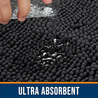 Chenille Bathroom Rug 24"x16" Soft Absorbent Quick Dry Rugs, Dark Gray - color: Dark Gray, size: 1'4" x 2' (Rectangular)