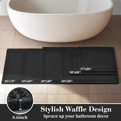 RESARE Waffle Bath Mat for Bathroom, Non Slip Bathroom Rugs 18"x30" Black - color: Black, size: 18" X 30"