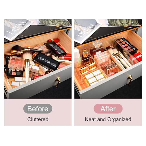 JessLab Acrylic Organizers, Bathroom Organizer for Drawer, Cosmetic Display Cases for Vanity, Countertop, Desk, Kitchen, and Makeup Storage, 1-Section - style: 1 Compartment