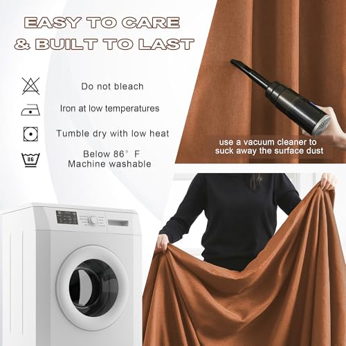DUALIFE Rust Pinch Pleated Blackout Curtains 84 Inches Long,Luxury Copper Blackout Curtains Drapes with Hooks for Living Room Bedroom Boho Retro 40 by 84 Inch 2 Panels Terracotta - color: Rust, size: 40"W x 84"L (Pack of 2)