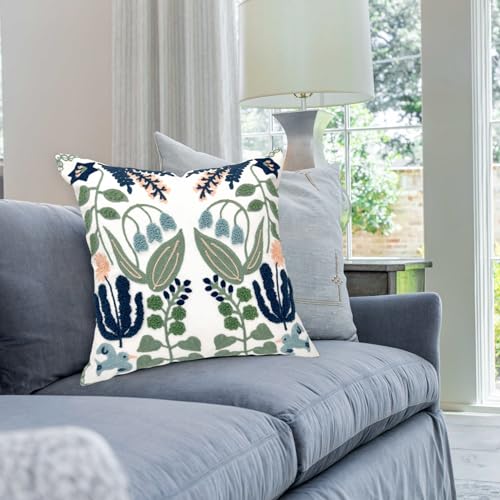 Alysheer Floral Embroidered Throw Pillow Cover 18"x 18" Set of 2 Blue Green - color: - Blue Green, size: 18" x 18" (Pack of 2)