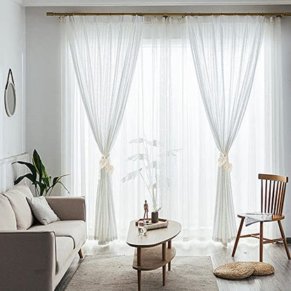 2 Pack Boho Curtain Tiebacks, Beige - color: S2