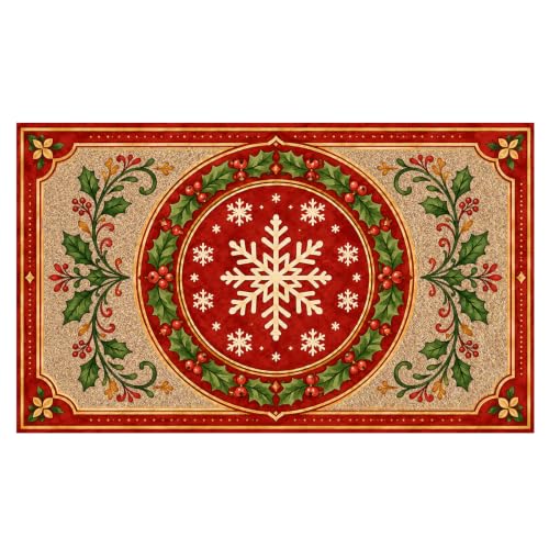 Christmas Snowflake Faux Coco Coir Doormat Door Mat 17x30 Inch - color: Christmas 01