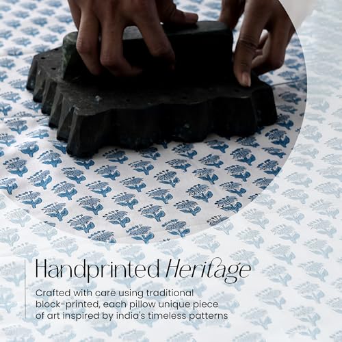 CPC Apatite Blue Block Print Ruffle Sham Pillow Cover 14x36 Inch, Pack of 1 - color: Apatite Blue, size: 36" x 14" (Pack of 1)