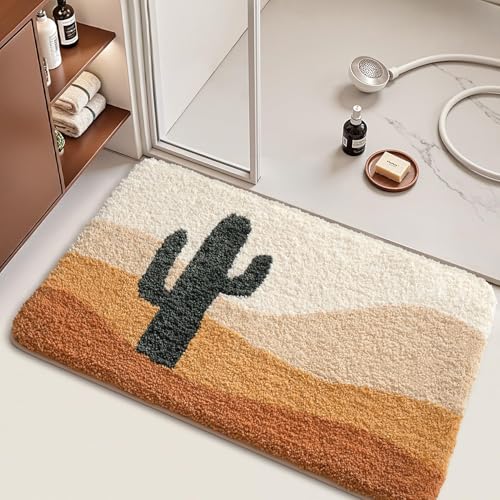 LUMI Cactus Bathroom Rug 24x36 Soft Absorbent Bath Mat, Non Slip - color: Cactus Sand, size: 24"x36"