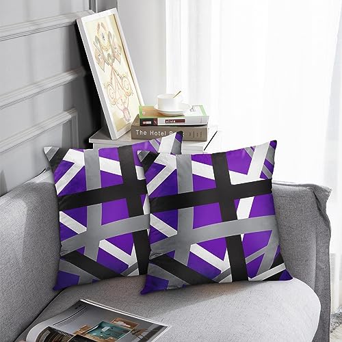 Emvency Throw Pillow Covers Set of 2, 18 x 18 Inch, Striped Retro Purple - color: Purple, size: 18" x 18" (Pack of 2)