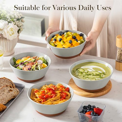 MALACASA Soup Bowls, Ceramic Salad Bowls Set of 4, 36oz Ceramic Bowls - color: Grey&Brown, size: 36oz
