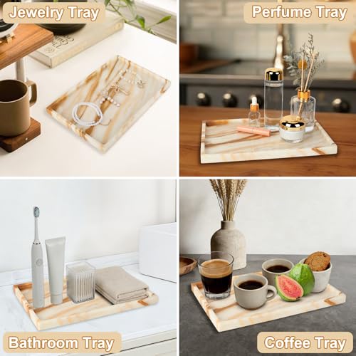 100% Marble Vanity Tray for Bathroom Counter, Kitchen, Coffee 11.8" - color: Calacatta Glod