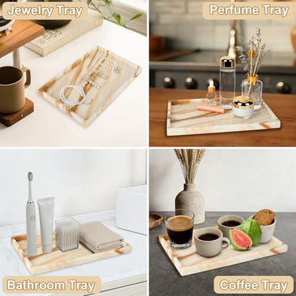 100% Marble Vanity Tray for Bathroom Counter, Kitchen, Coffee 11.8" - color: Calacatta Glod